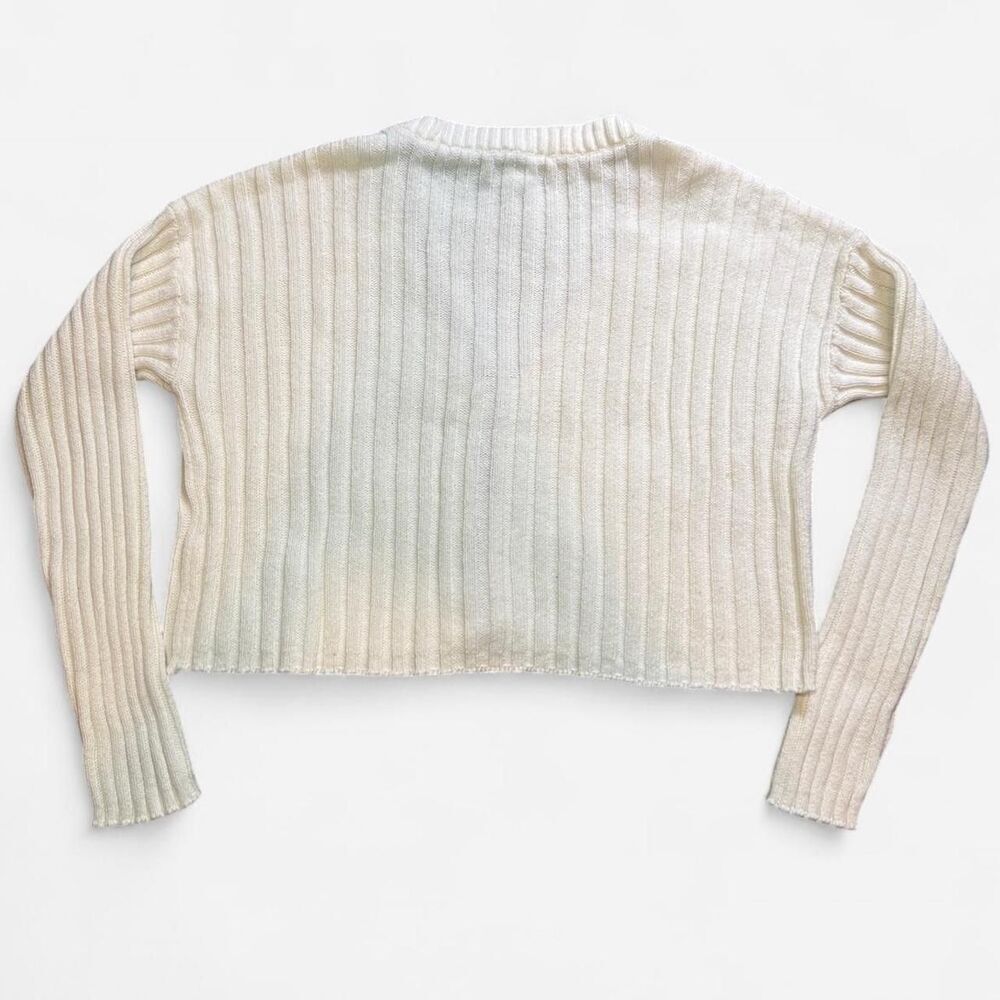American Eagle White Cropped Ribbed Knit Cardigan; Size XS - Picture 4 of 6
